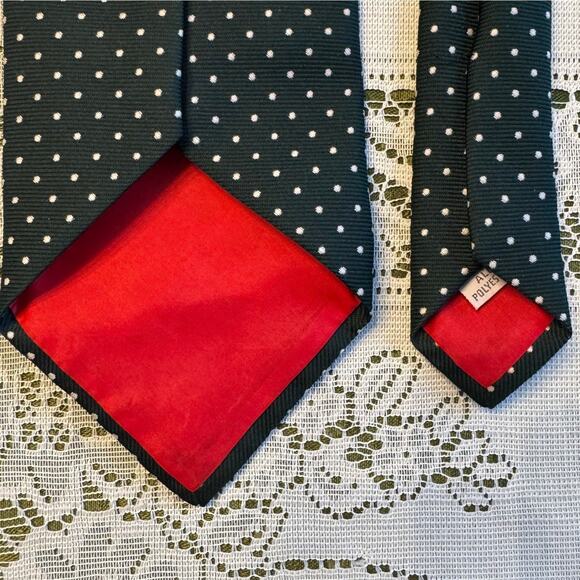 Vintage Gentry Beau Brummell Mens Repp Necktie Green Mini Dot Wide Polyester Y2K - Picture 5 of 11